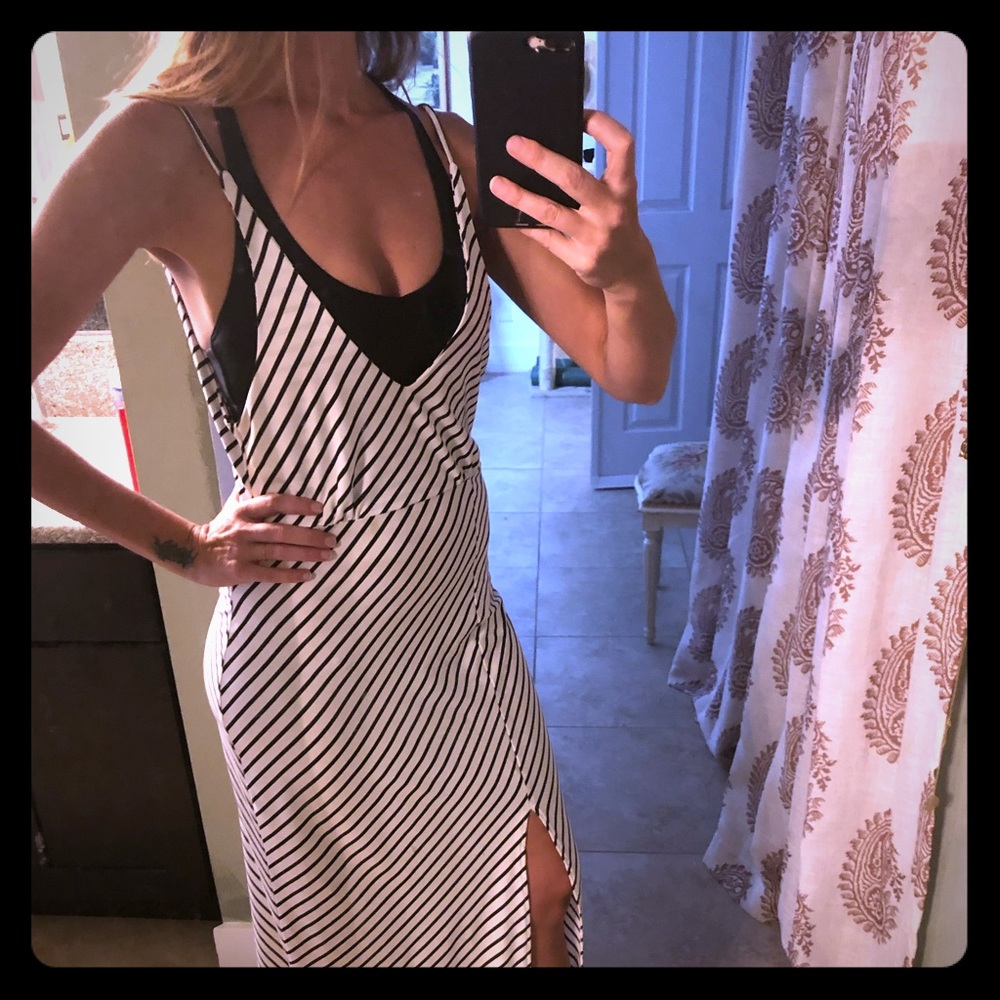 Striped black and white dress